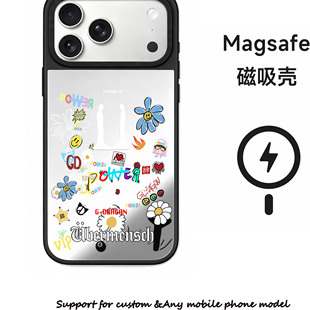 原创权志龙GD涂鸦周边VIP应援镜面手机壳适用于苹果17promaxiphone16华为p80mate60pro小米17oppovivox300