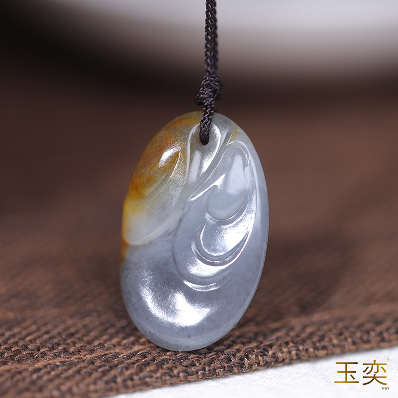 玉奕新疆和田玉籽料5.9克苏工青花仿古云纹随型玉牌挂件玉吊坠牌