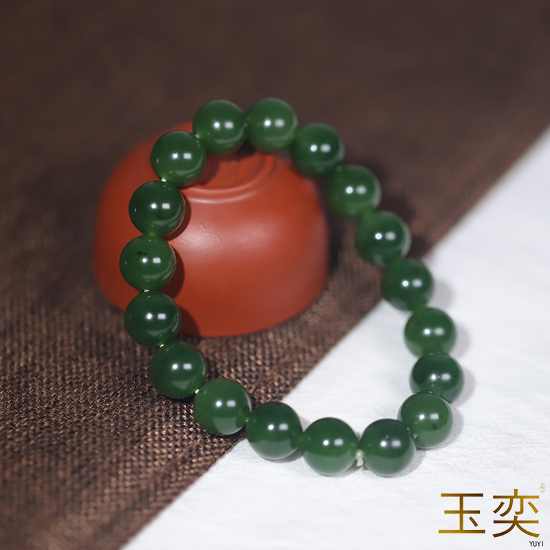 籽料碧玉圆珠单圈手串男女手链