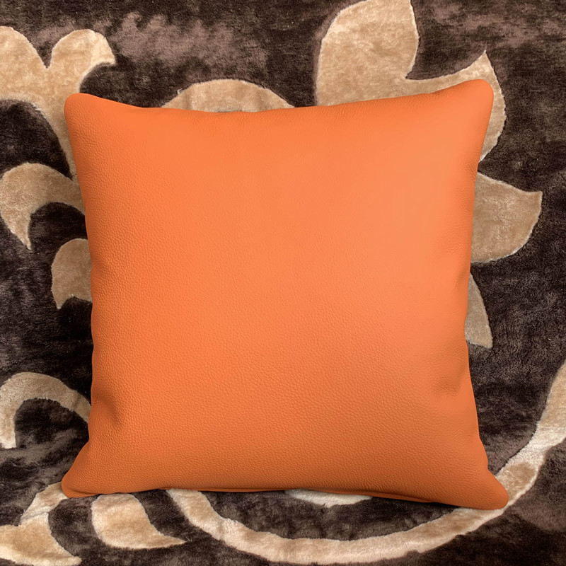 橙色真皮抱枕沙发客厅头层