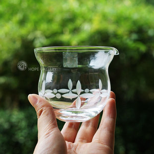 后朴展厅现货日本玻璃工坊小樽手作刻花切子公道杯匀杯日式茶具