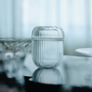 后朴展厅现货日本玻璃职人荒川尚也手作磨砂茶叶罐茶入茶具