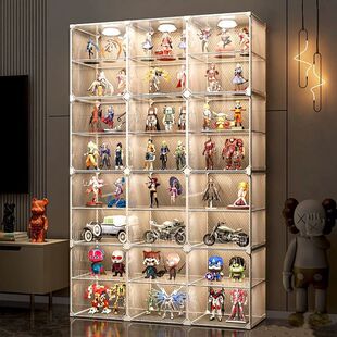 手办柜子展示柜变形金刚手办盲盒收藏柜家用防尘放手办的置物架子