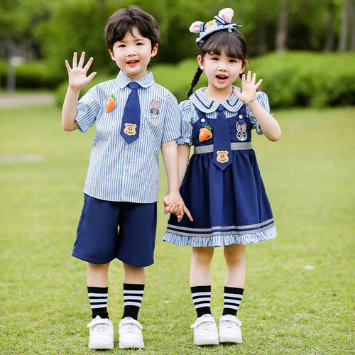 六一儿童节合唱演出服小学生兔子警官表演服幼儿园毕业照班服套装