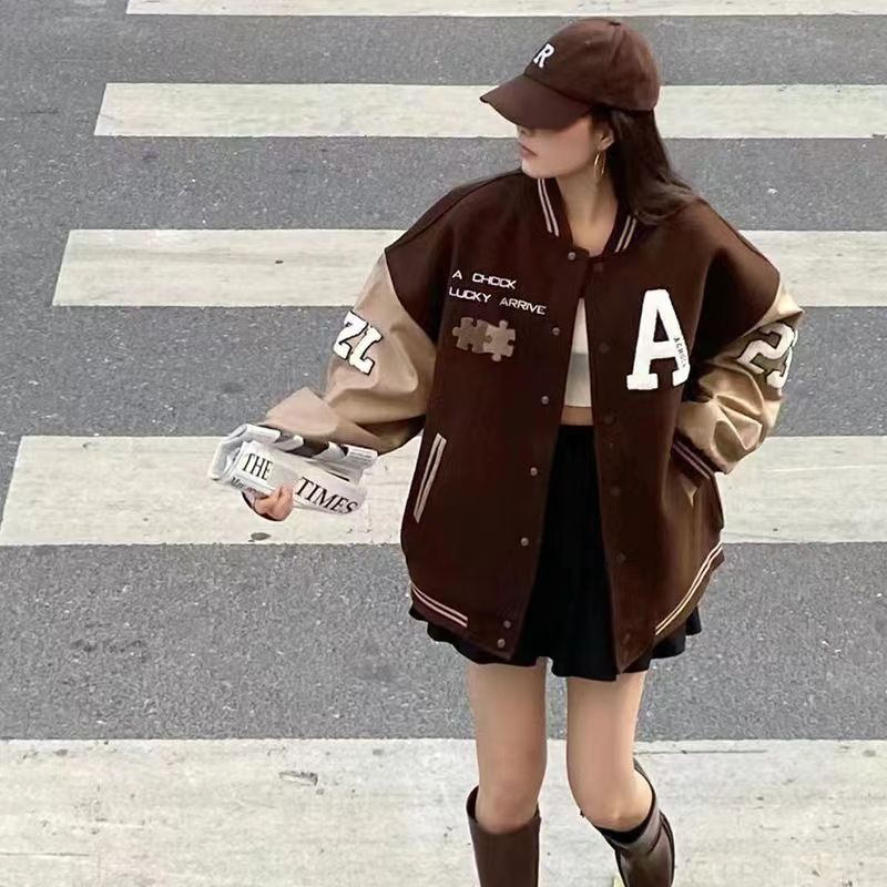 女生外套长袖美式棒球服