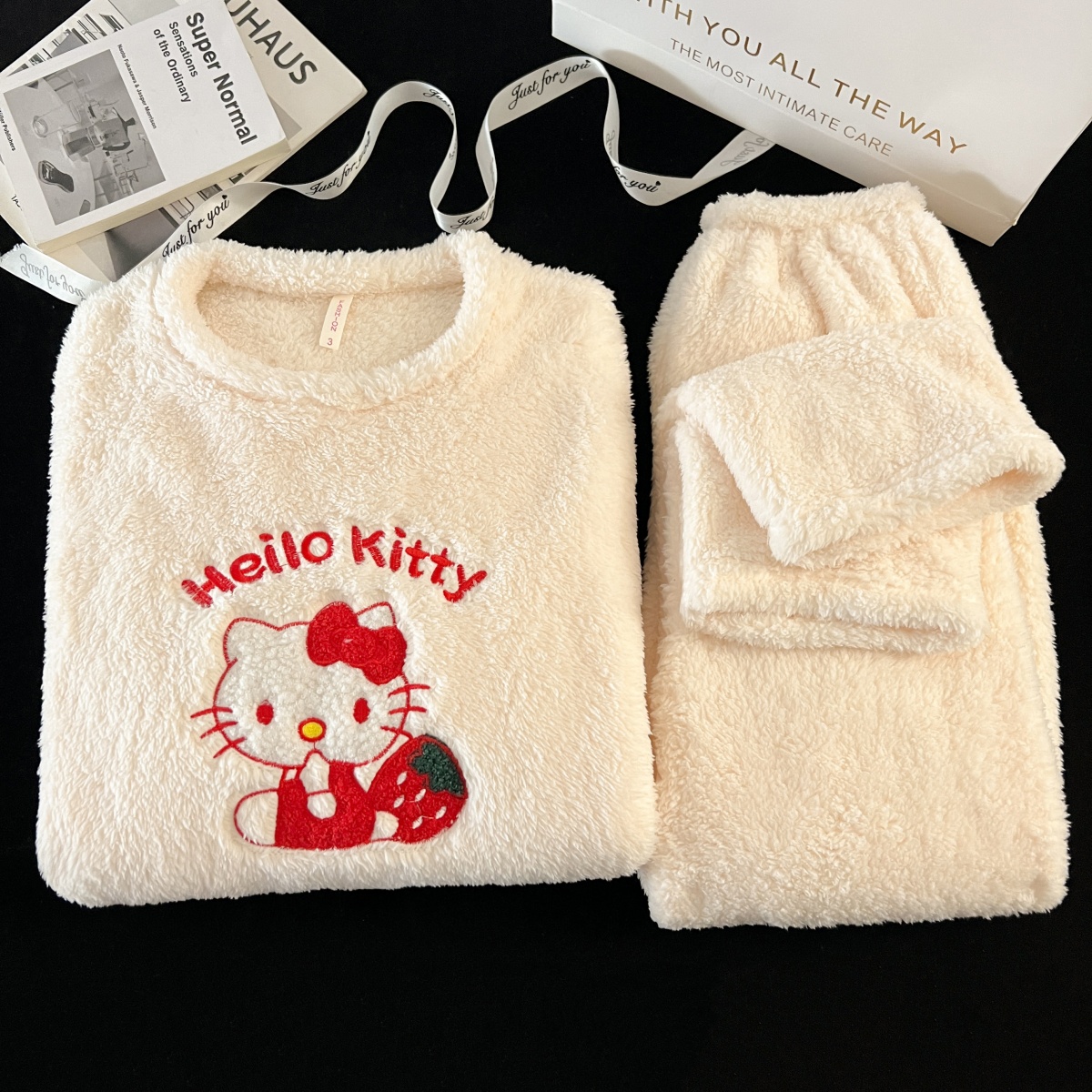 长毛绒-刺绣睡衣女款秋冬季新款爆款可爱可外穿甜美风家居服套装