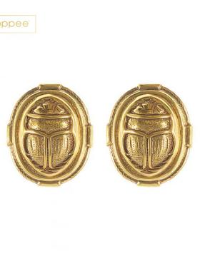美国patrice古董金甲虫椭圆形耳饰Antique Gold Scarab Oval耳夹