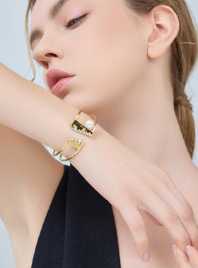 lightsonU天然托帕石珍珠手镯