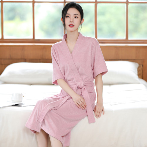 浴袍女夏季吸水速干短袖薄款睡袍