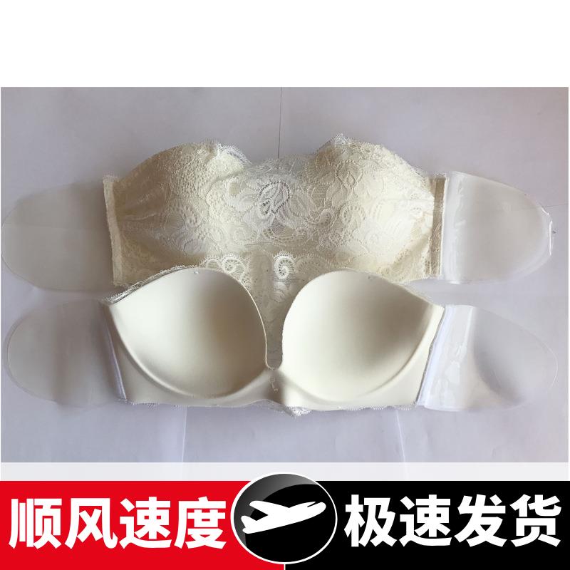 新款女无肩带隐形文胸蕾丝无痕胸贴聚拢美背少女性感内衣