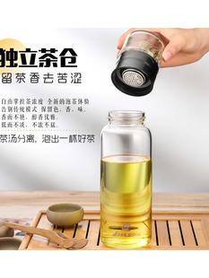 超大容量玻璃杯水杯男2000ml茶水分离泡茶杯过滤家用随手杯子