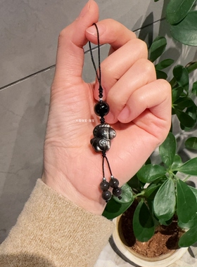 天然银耀石马上有钱手机挂包包好小马钥匙扣黑曜石潮玩挂件吉祥