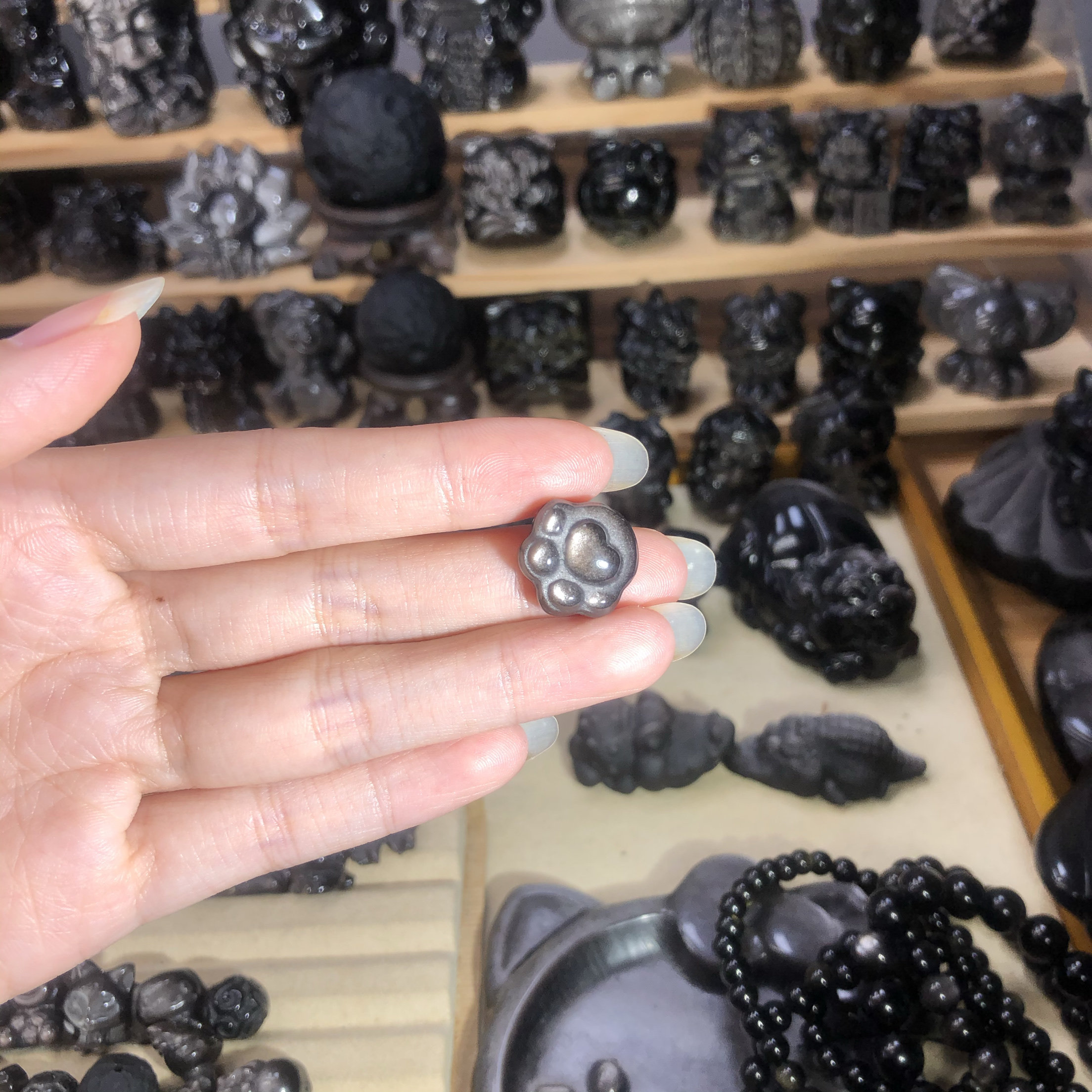 天然银金黑曜石小猫爪通孔隔珠配件手链吊坠编织手绳diy配饰材料,饰品/流行首饰/时尚饰品新,黑曜石,淘宝优惠券,粉丝福利购,淘宝优惠卷