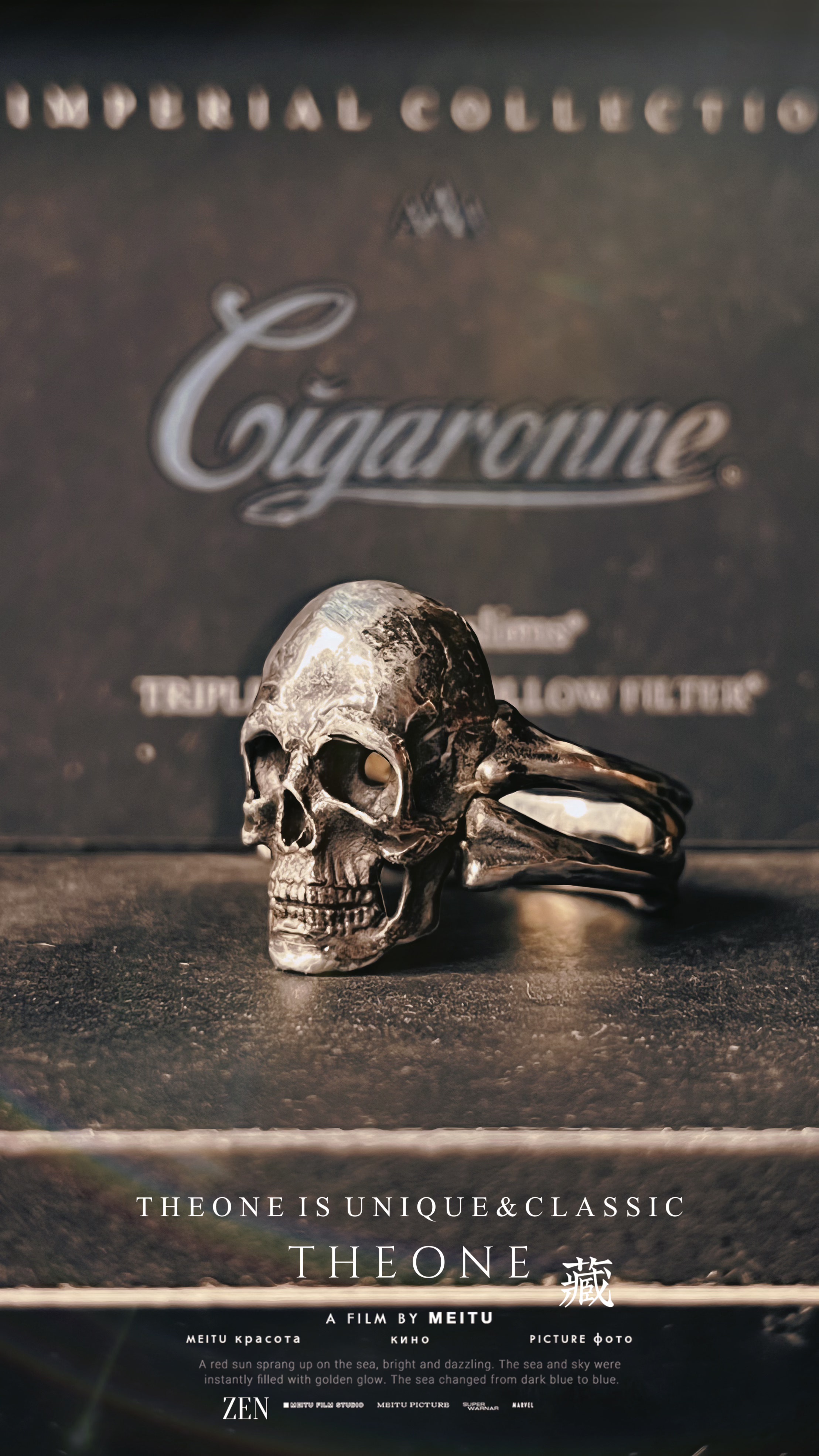 THEONE罕见古藤孤品德国纯手工纯银暗黑军风骷髅头骨戒指绅士指环