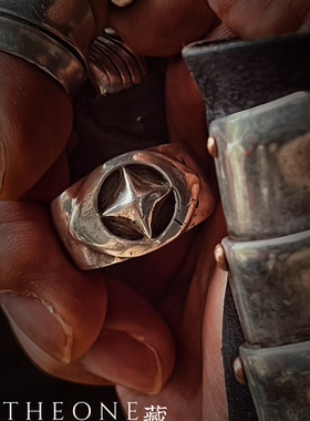 THEONE德国纯手工古董孤品纯银戒指 中世纪骑士十字星刚毅百搭