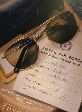 THEONE罕见孤品日本纯手工纯钛复古方形空军墨镜绅士老钱镜架经典