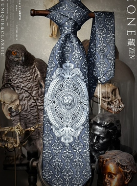 THEONE感觉孤品收藏级意大利纯手工雄狮纹章复古真丝领带骑士风格