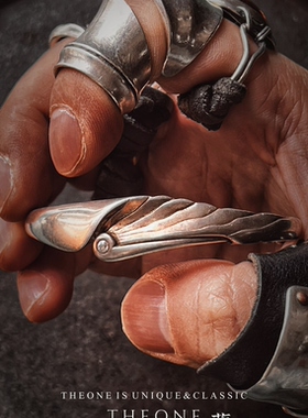 THEONE罕见孤品古董德国纯手工纯银骑士之翼手镯高端复古绅士手环