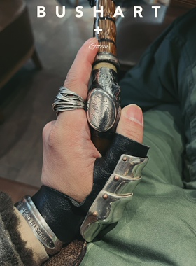 原创925纯银铠甲扳指暗黑骑士风