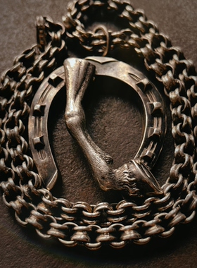 THEONE孤品罕见百年古董德国手工骑士牛仔风格纯银吊坠幸运马蹄铁