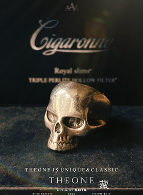 THEONE古董孤品原品元年英国纯手工纯银经典邪恶骷髅粗犷摇滚风格