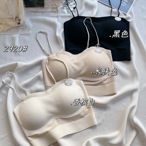 2025新款吊带美背2920云感衣细肩带网纱无痕内衣固定杯聚拢抹胸