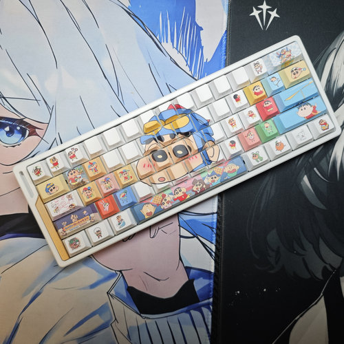 蜡笔小新主题侧刻透键帽适配Wootingez63made6884rs7雨75迈从87等