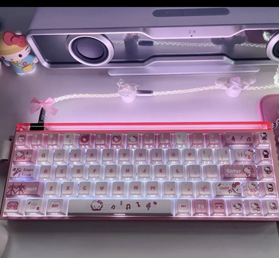 Hellokitty主题侧刻字透键帽适配Wooting ez63made68雨75迈从87等