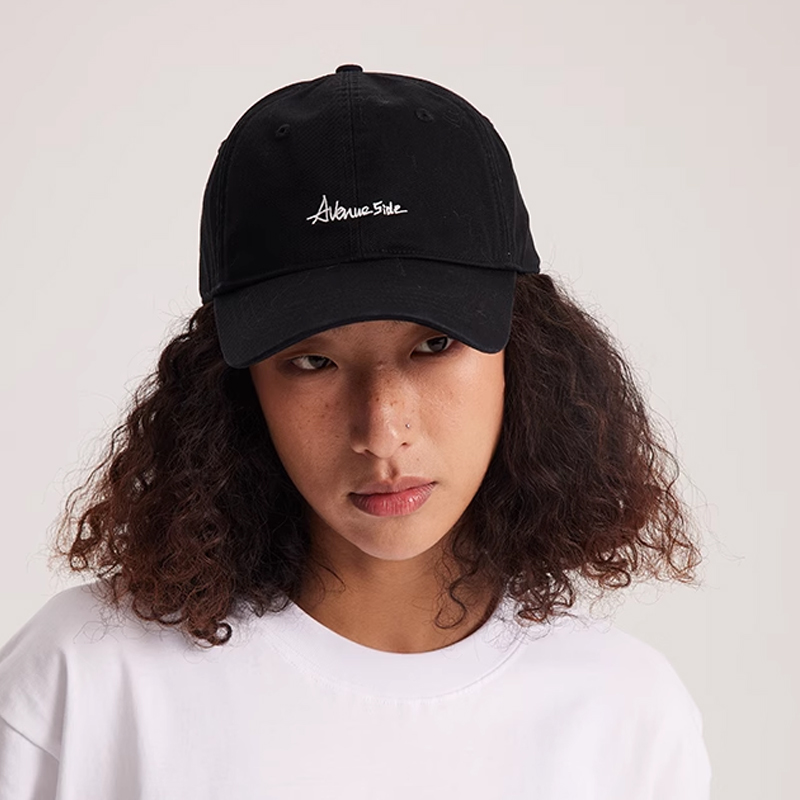 AVENUE SIDE 简约百搭帽子男夏季手写体刺绣圆顶遮阳户外鸭舌帽女