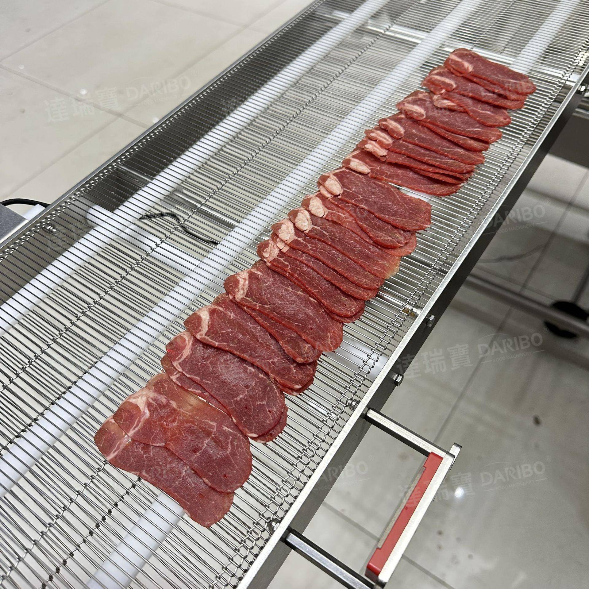 W牛肉切片扇形摆盘称重切片机 IPX5级防水全机水洗带输送带切片机