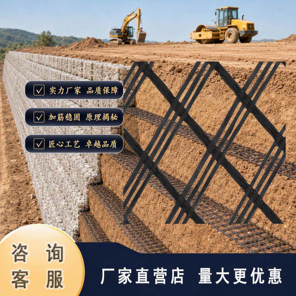 GSZ120焊接钢塑格栅 超挡土墙加筋用钢塑复合格栅设施 施工