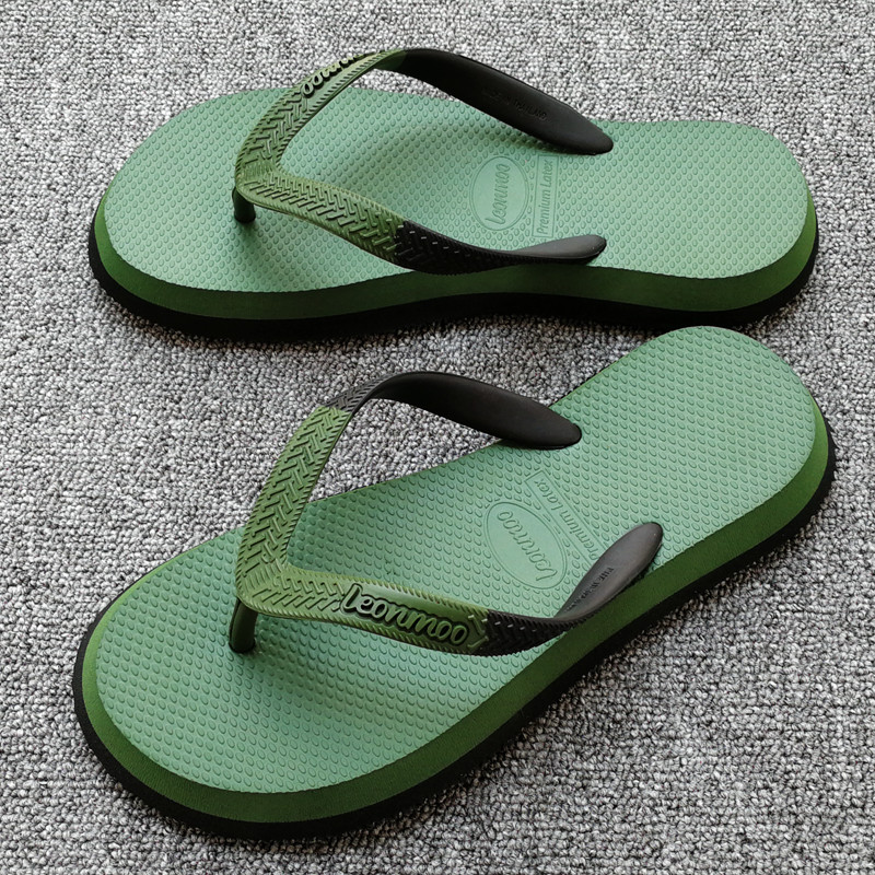 泰国进口LEONMOO人字拖鞋男防水防滑休闲时尚巴黎风沙滩 厚底凉拖