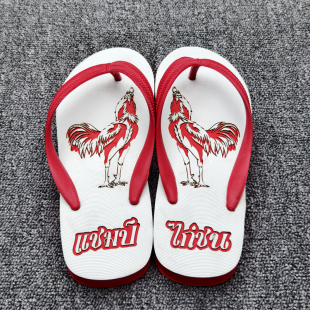 泰国进口南洋大象牌纯手工雕刻斗鸡人字拖鞋男外穿耐磨防水凉拖鞋