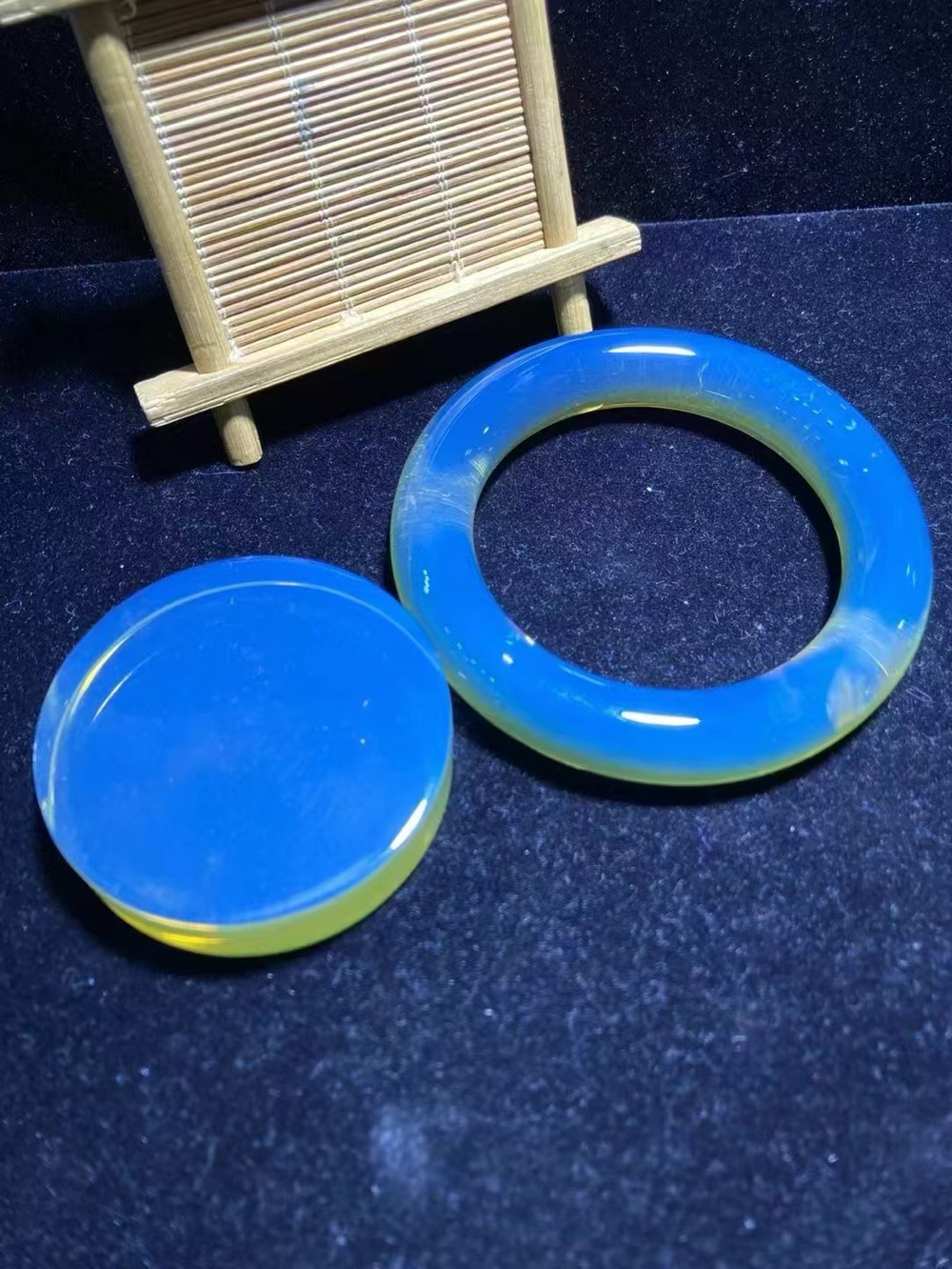 缅甸琥珀高蓝圆条手镯57
