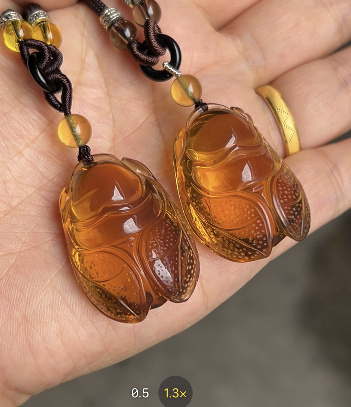 缅甸琥珀血茶金蝉吊坠16.3克颈饰