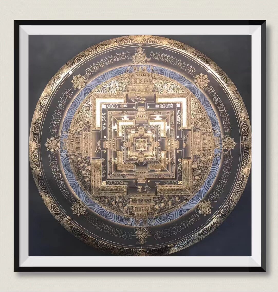 时轮金刚纯金手绘坛城唐卡客厅玄关图案装饰画保佑庇护镇宅镇店