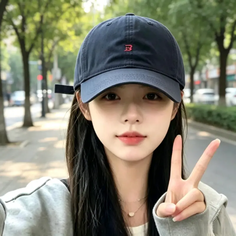 新款宽帽檐刺绣棒球帽显脸小神器鸭舌帽日常百搭不挑人帽子女HP