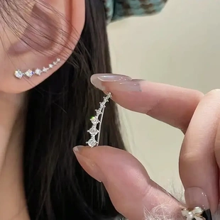 铜合金耳饰 缤朵锆石耳饰 流星坠落春夏七芒星两戴小众耳钉HP