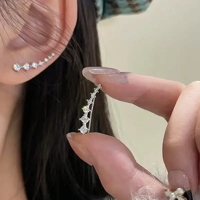 铜合金耳饰 缤朵锆石耳饰 流星坠落春夏七芒星两戴小众耳钉HP