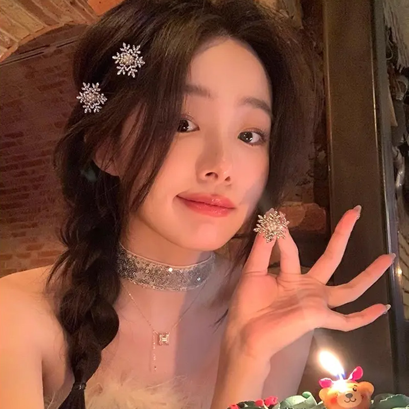 精致雪花珍珠发夹女侧边小夹子鸭嘴夹前额刘海夹发饰头饰高级感CH