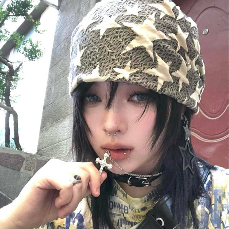 定制款！幸运星星包头巾亚文化街头时尚嘻哈多功能三角巾辣妹丝巾