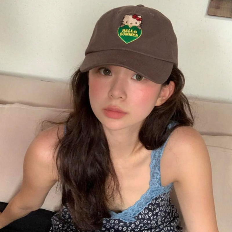 fever同款刺绣kiity猫棒球帽女ins复古春夏出游显脸小遮阳鸭舌帽