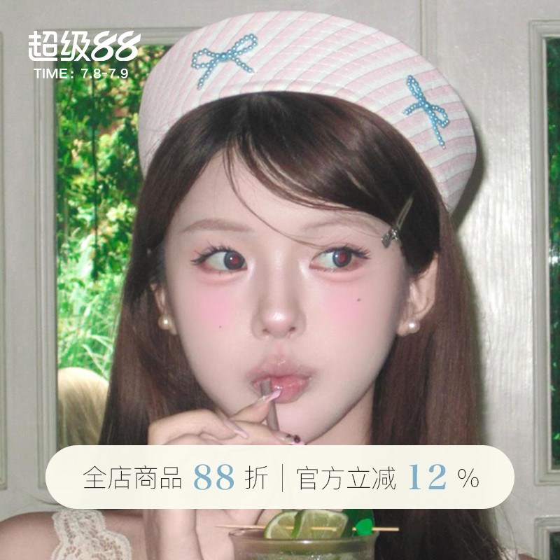 甜美日系蝴蝶结条纹水手帽子女学院风JK制服海军护士帽cos礼帽