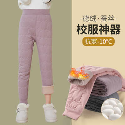 女童校服神器棉裤加绒打底裤子内穿秋冬季三层加厚男款儿童保暖裤