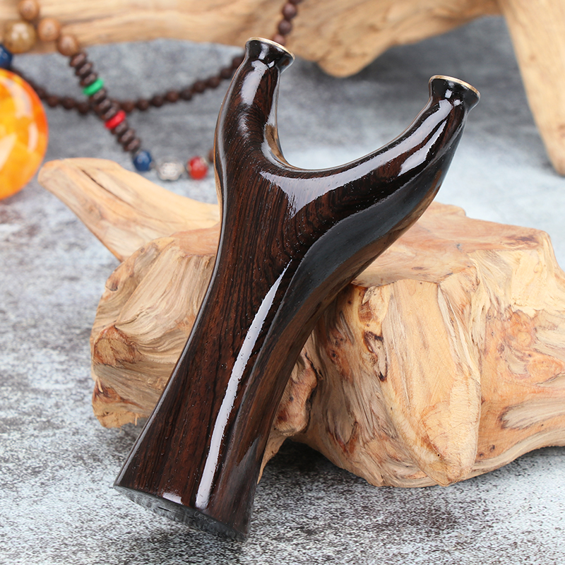 紫光檀飞虎叉实木铜头扁皮弓弹弓