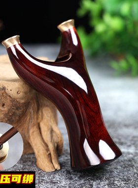 紫檀快压实木弹弓飞虎扁皮精准户外射击免绑反曲弹工手工实战原木