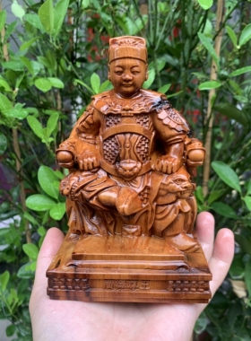 道家摆件雷击枣木雕刻广泽尊王神像威镇郭圣王神像道家供奉摆件