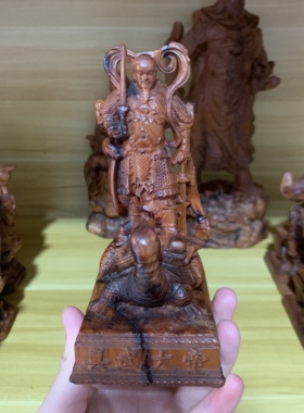 道家用品15公分真武大帝像玄武真武雷击枣木雕刻神像荡魔天尊摆件