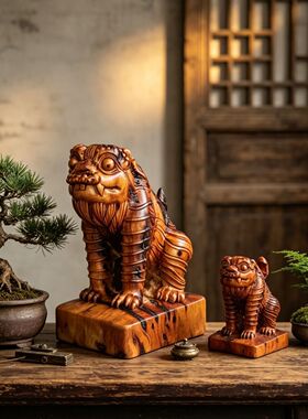 道家天然雷击枣木虎爷摆件重雷痕枣木手工雕刻虎爷摆件家居黑虎爷