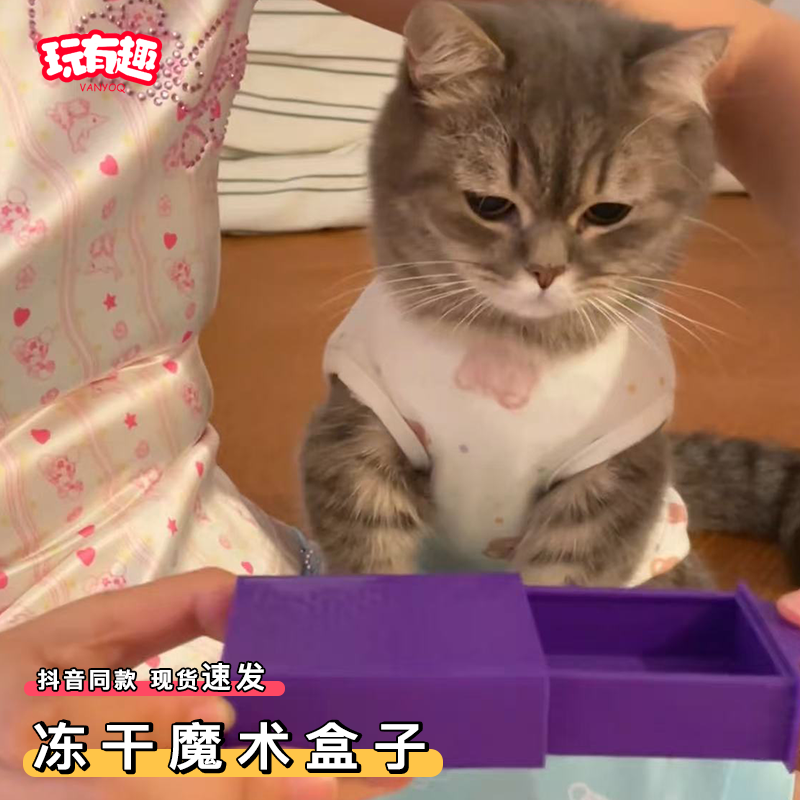 冻干魔术盒子逗猫玩具神奇无中生有空盒子变东西猫咪条零食玩具